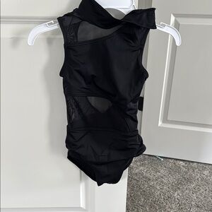 Black Sleeveless leotard with Mesh Details